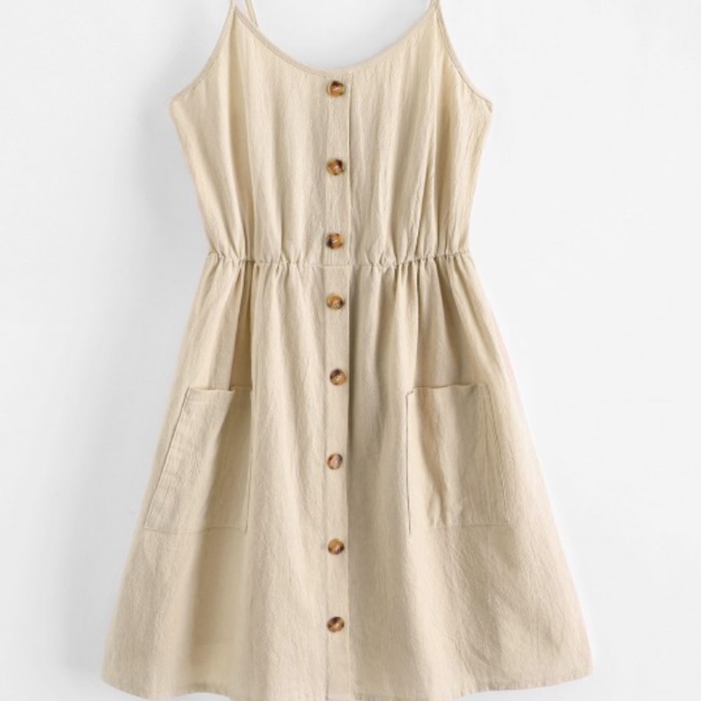 Buttoned mini dress tan size small